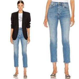 RE/DONE High Rise Ankle Crop in Worn Indigo Size 28